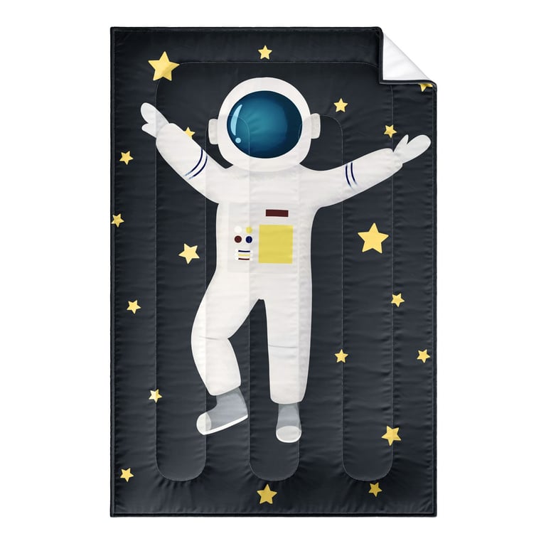 Edredom Infantil Solteiro Astronauta nas Estrelas Preto — vista alternativa
