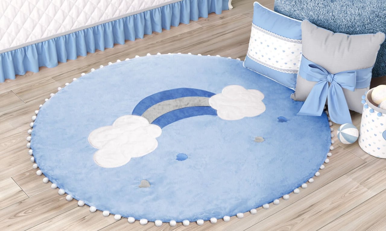 Tapete Redondo Pompom Arco-Íris 1,35m — vista alternativa