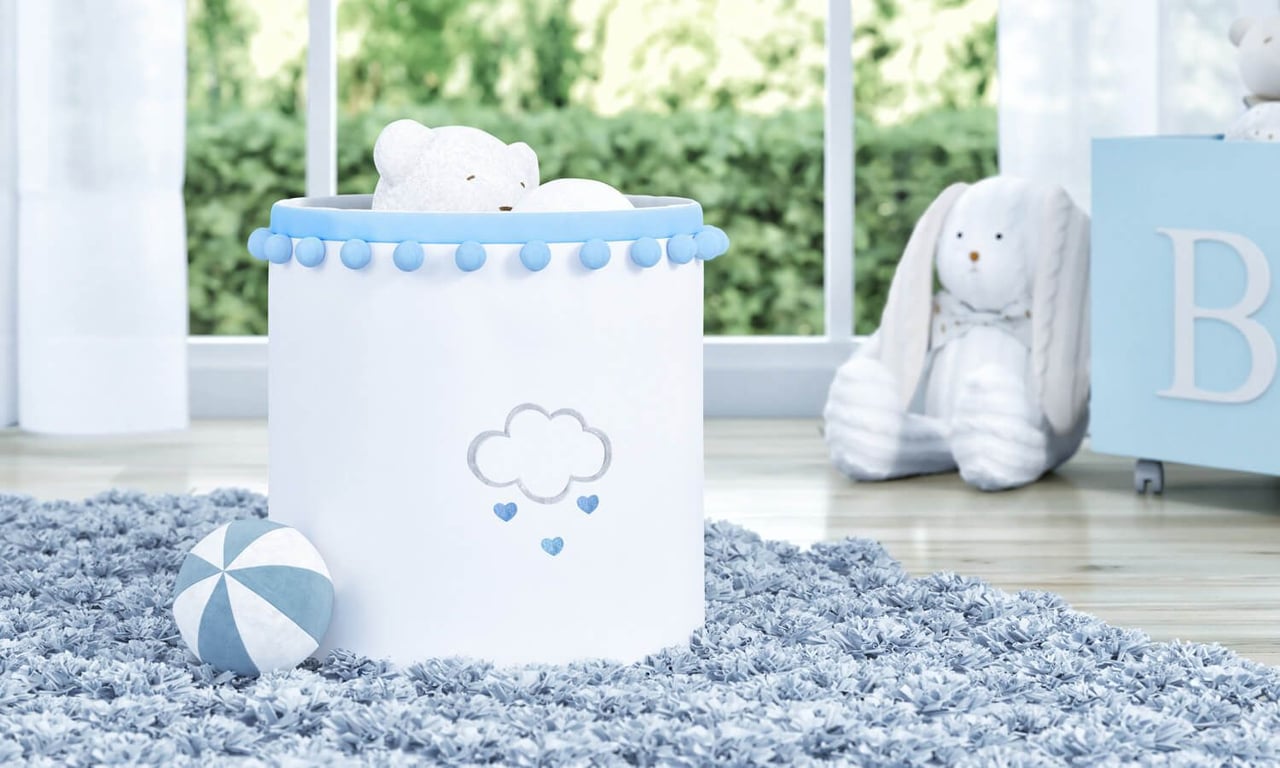 Cesto Organizador para Brinquedos Pompom Chuva de Amor 28cm — vista alternativa