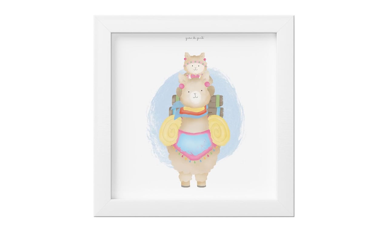 Quadro Amiguinhas Lhamas Viajantes 18cm