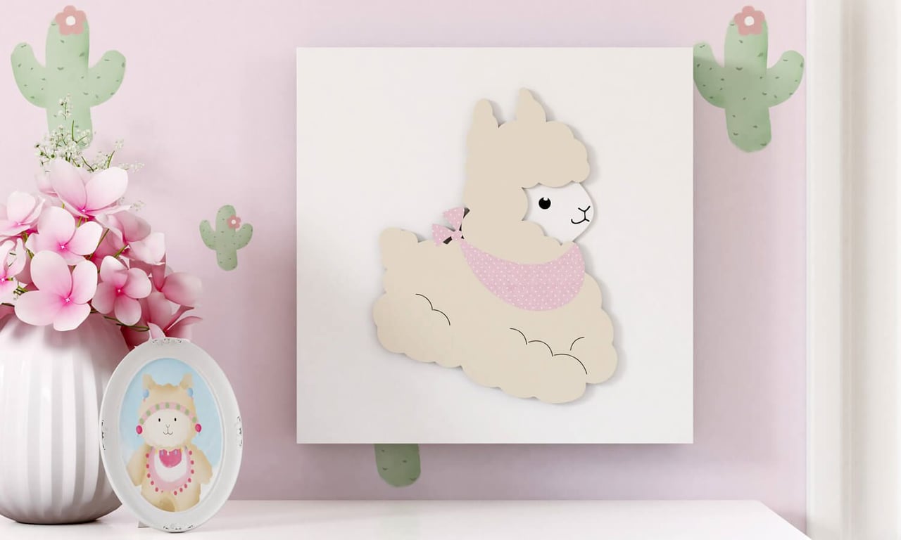 Quadro MDF Lhama com Bandana 30cm — vista alternativa