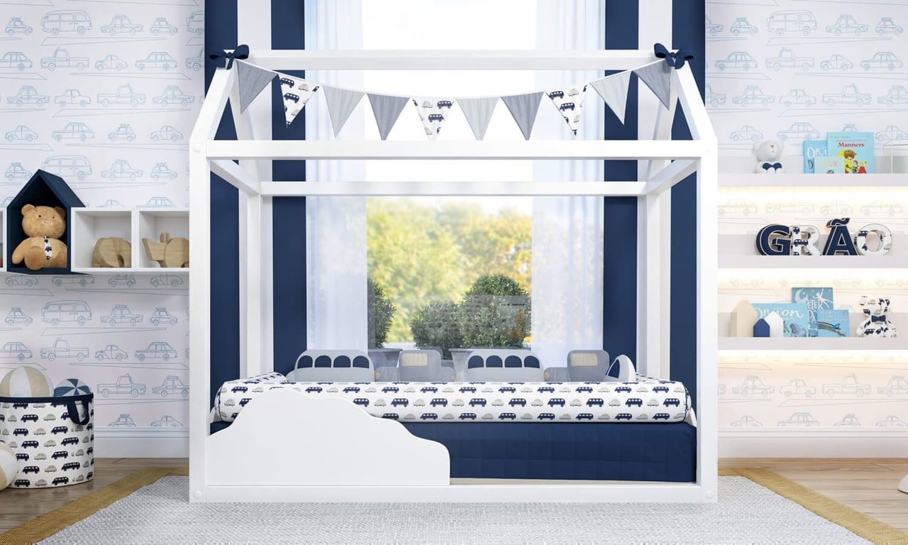 Quarto de Bebê Montessoriano Carrinhos Amarelo