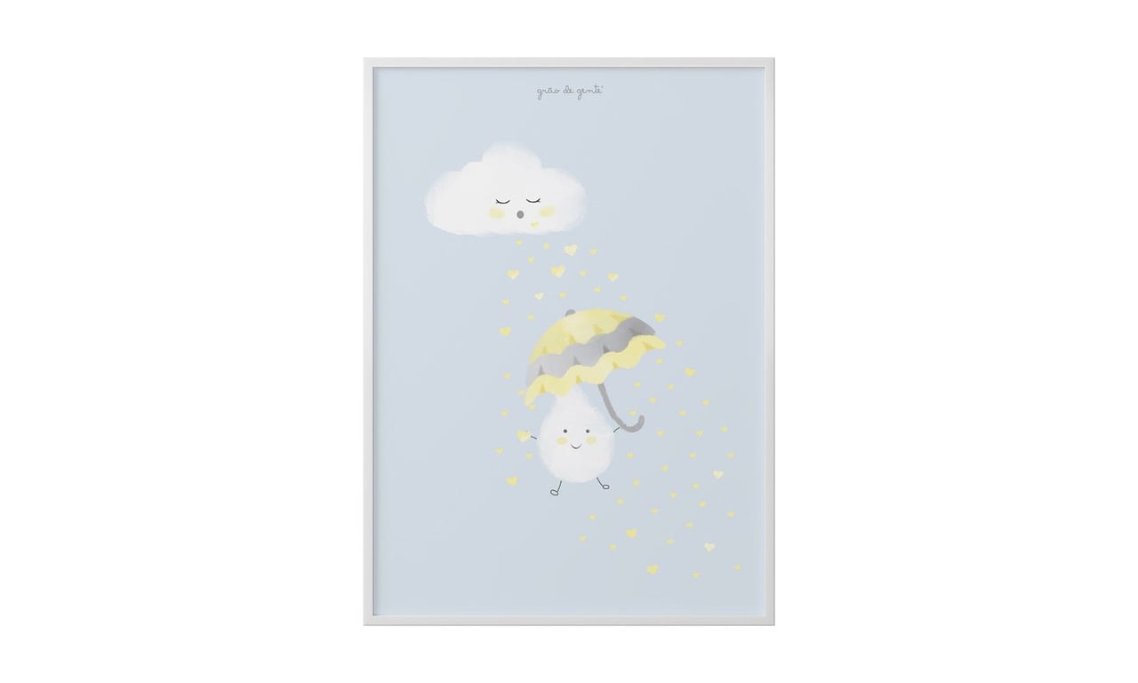 Quadro Gotinha e Guarda-Chuva Amarelo 40cm