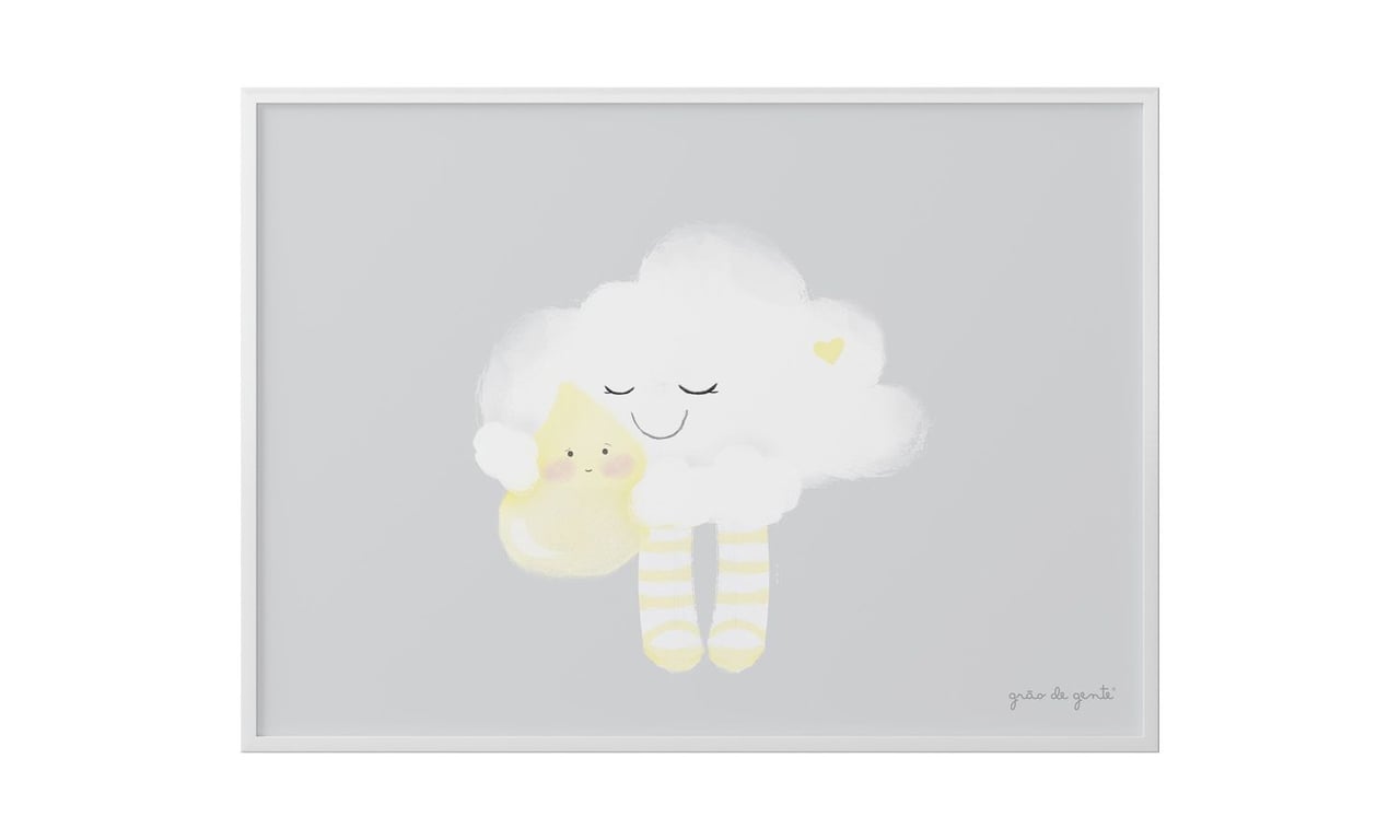 Quadro Nuvem e Gotinha Amarelo 60cm