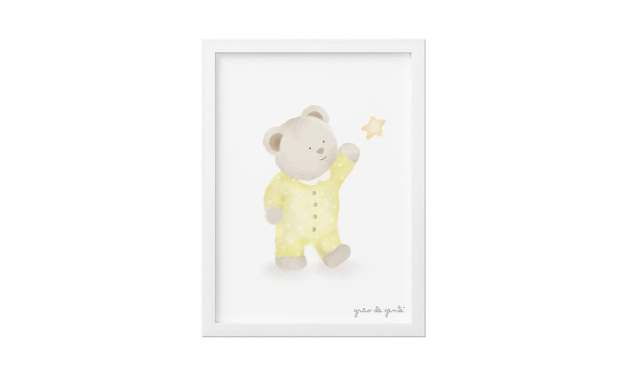 Quadro Ursinho e Estrela Amarelo 25cm