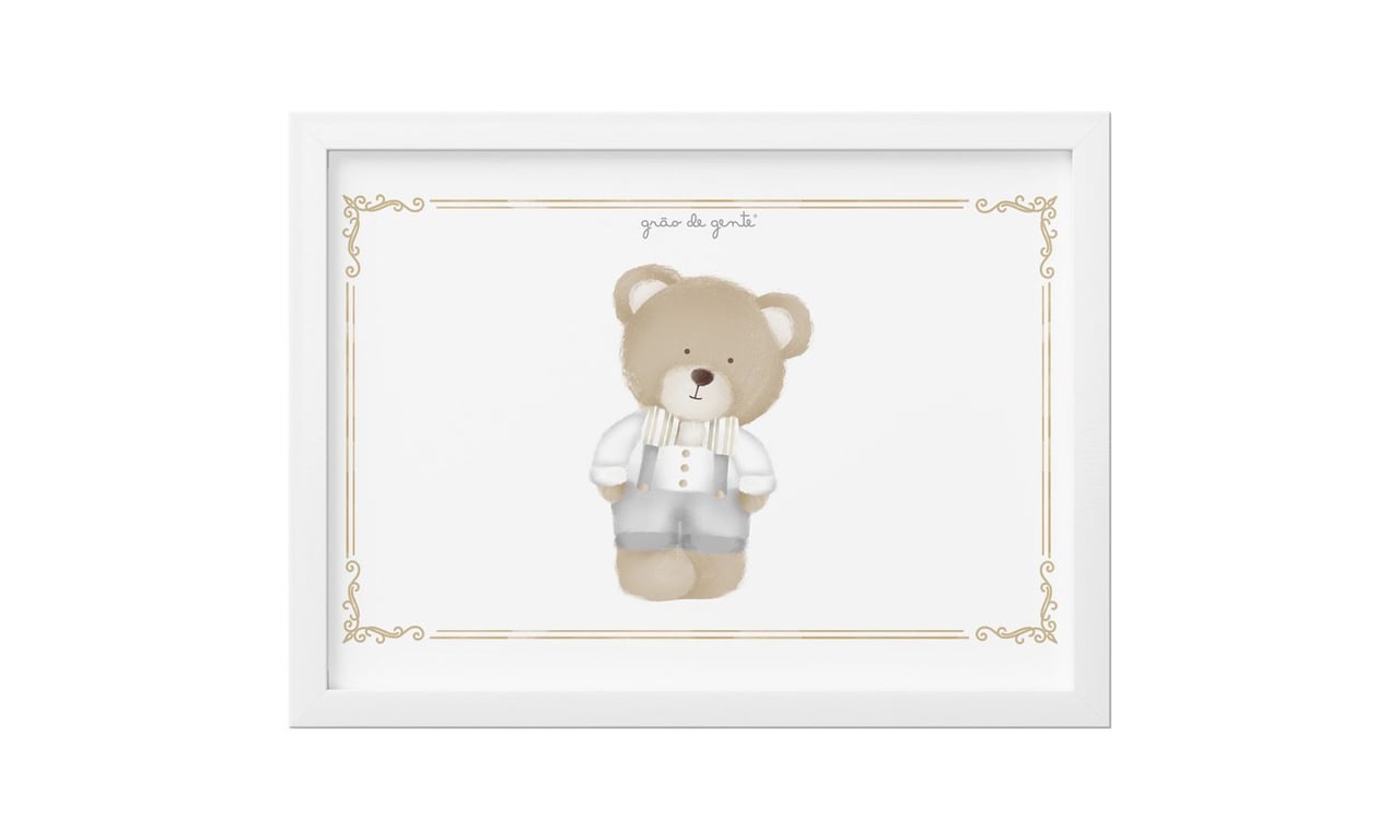 Quadro Urso Luxo Branco 33cm