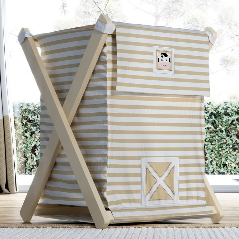 Cesto de Roupas Listrado Amiguinha Vaquinha 68cm
