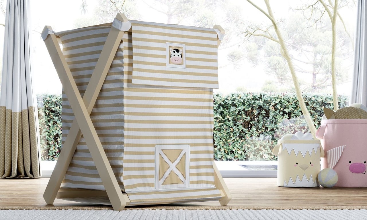 Cesto de Roupas Listrado Amiguinha Vaquinha 68cm — vista alternativa