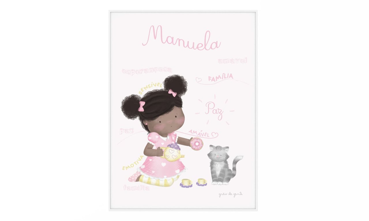 Quadro Personalizado Nome Manuela Cachinhos 18cm — vista alternativa