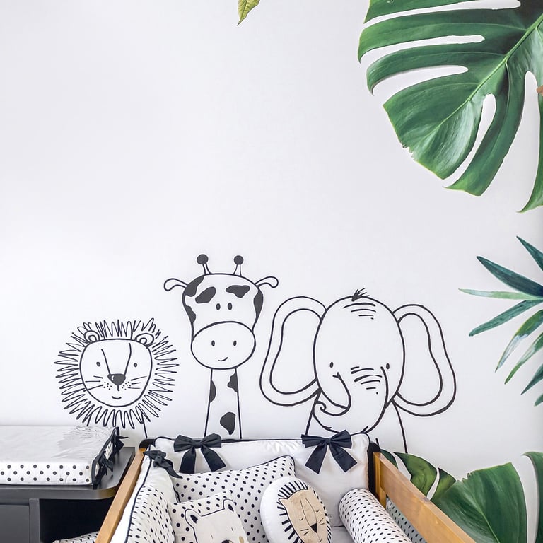 Papel de Parede Leão, Girafa e Elefante Amiguinhos da Floresta 3m