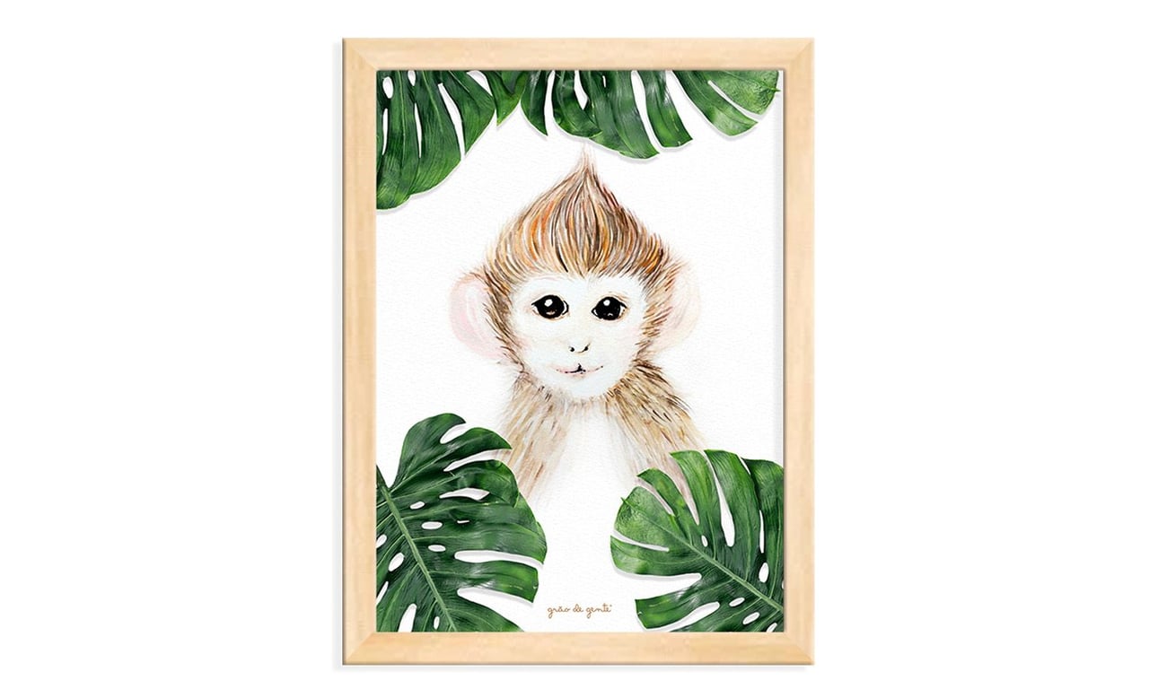Quadro Macaco Safári Baby Madeira 25CM
