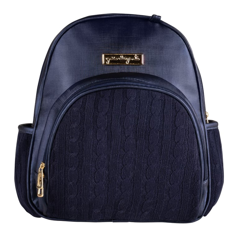 Mochila Maternidade Tricot Verde e Cinza 32cm