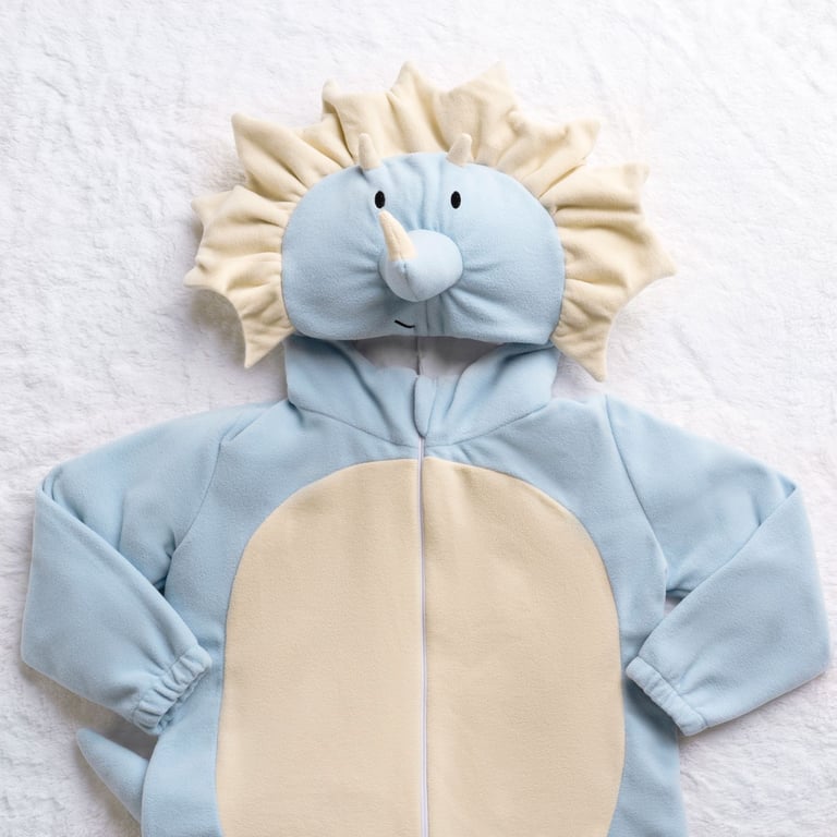 Macacão Fantasia Amiguinho Dino Trici Azul