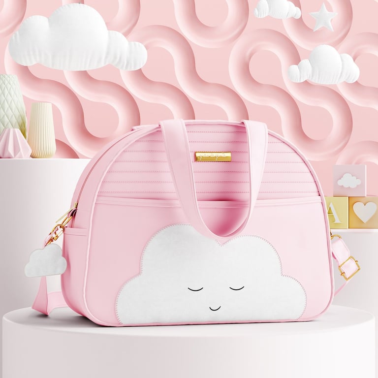 Kit Bolsas Maternidade Amiguinha Nuvem Rosa 03 Peças — vista alternativa
