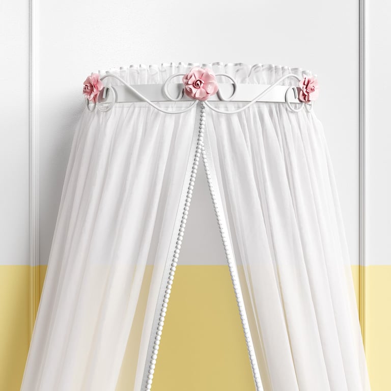 Dossel Berço Provençal com Flores Branco e Rosa