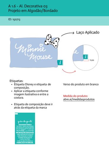 Almofada Decorativa Babá 3 - Minnie Mouse escrito retangular