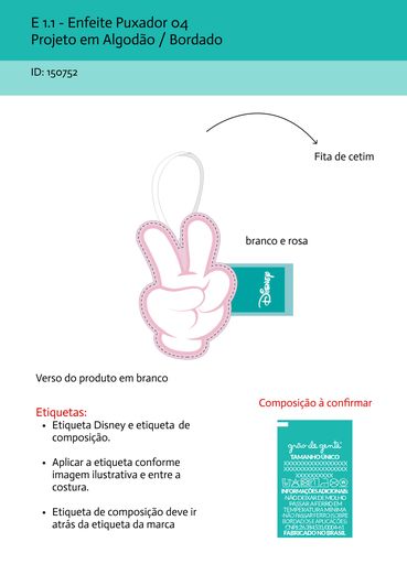 Enfeite Puxador 4 - Luvinha sinal da paz em formato