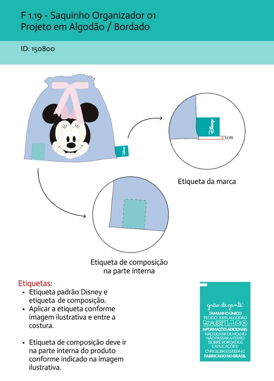 Saquinho Organizador 01 - Cabeça Minnie