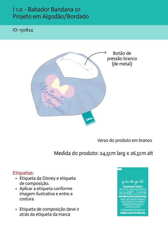 Babador Bandana 01 - Minnie escrito e em silhueta