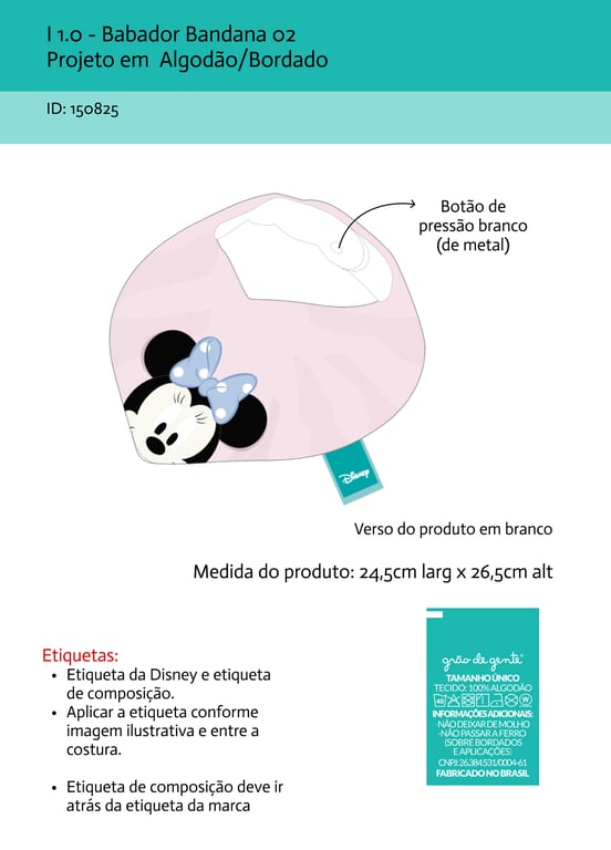 Babador Bandana 02 - Cabeça Minnie