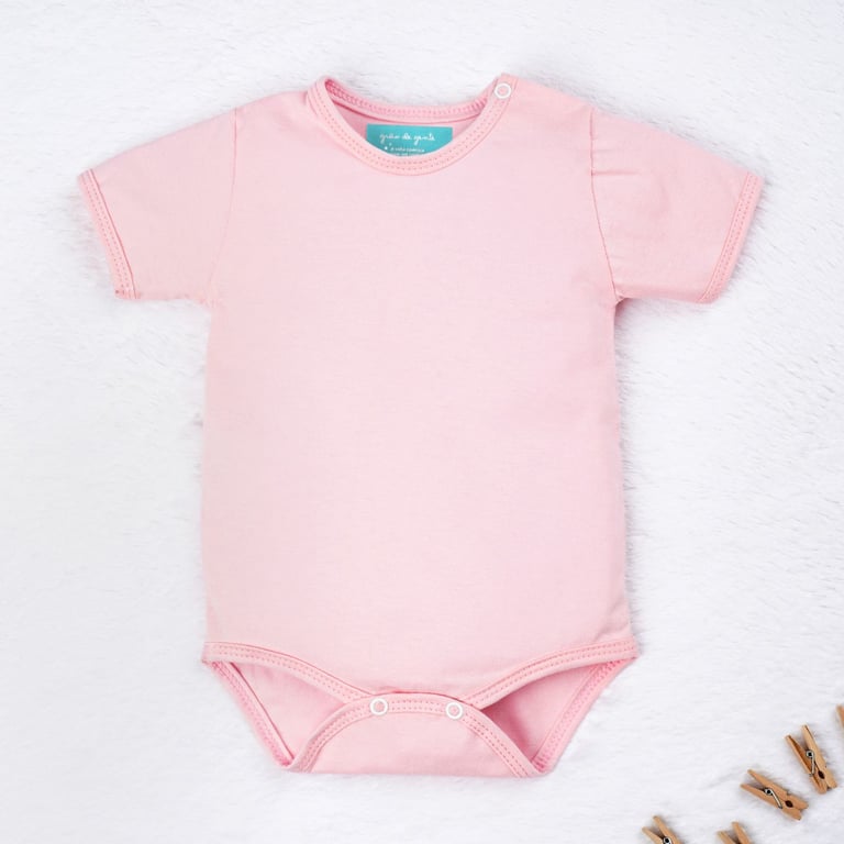 Kit Body Manga Curta Baby Basics Branco, Cinza e Rosa 3 Peças — vista alternativa
