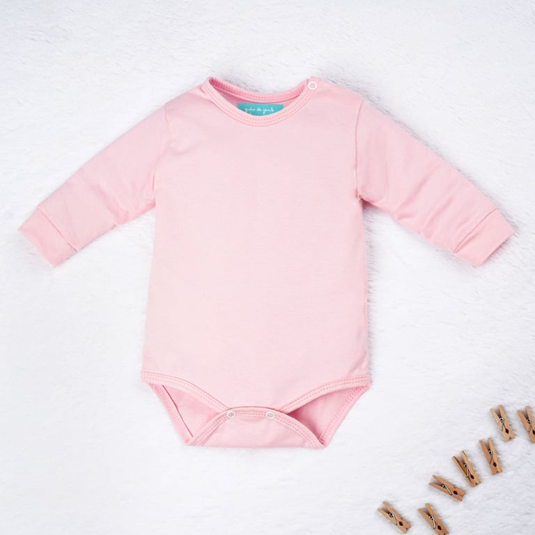 Kit Body Manga Curta Baby Basics Branco, Cinza e Rosa 3 Peças — vista alternativa
