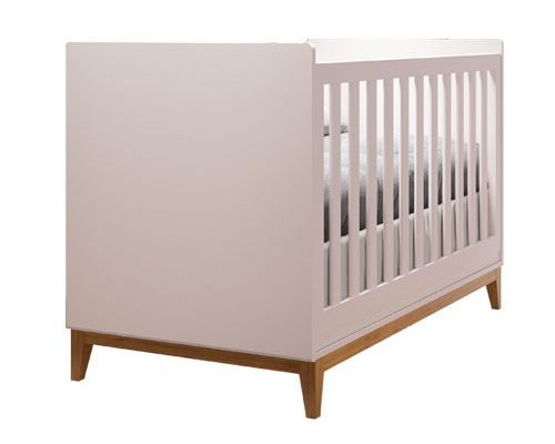 Berço Mini Cama 2 em 1 Nordic Rosé/Madeira com Colchão