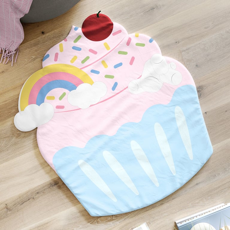 Tapete Infantil Cupcake Arco-íris 90cm