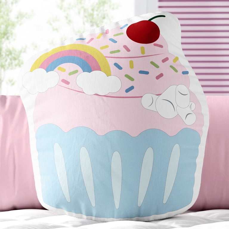 Almofada Cupcake Arco-íris 31cm