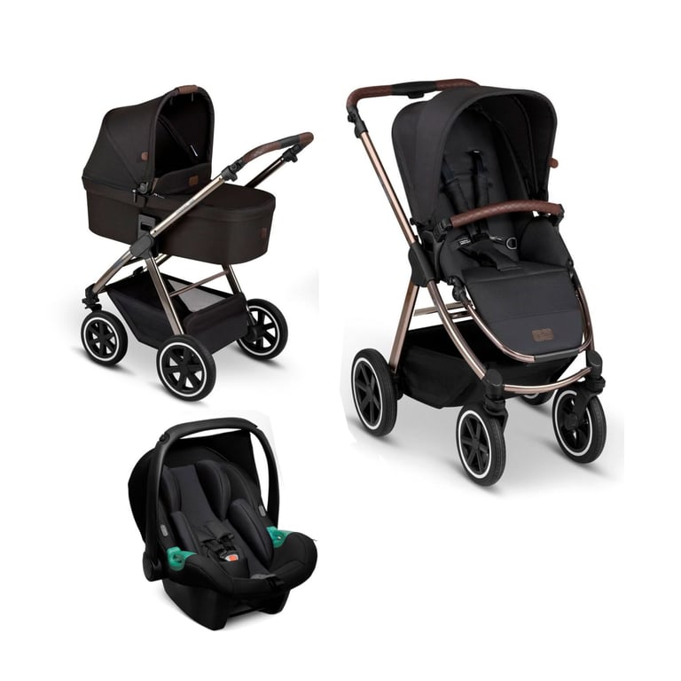 Kit Carrinho de Bebê Samba Dolphin com Bebê Conforto Tulip Black Diamond, Moises e Adaptador - ABC Design
