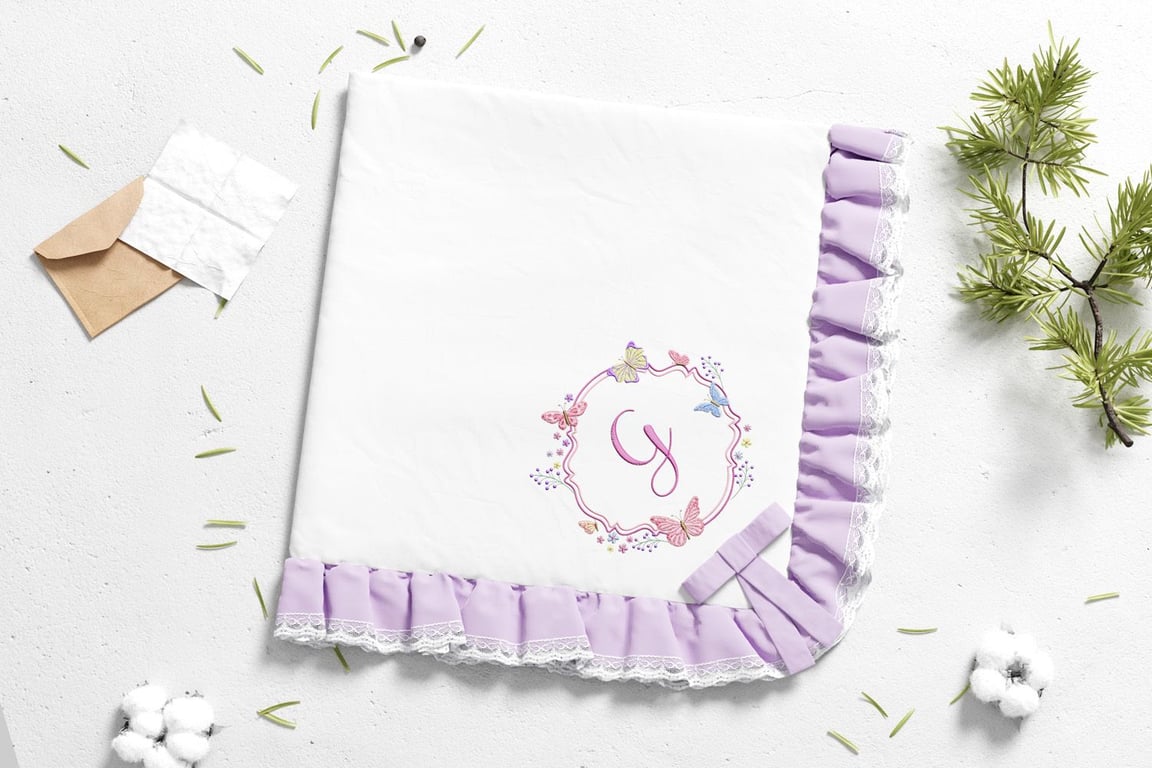 Manta Dupla Face com Soft Brasão Personalizado Lilás 85cm — vista alternativa