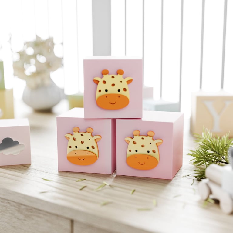Cubo Decorativo Amiguinha Girafa MDF Rosa — vista alternativa