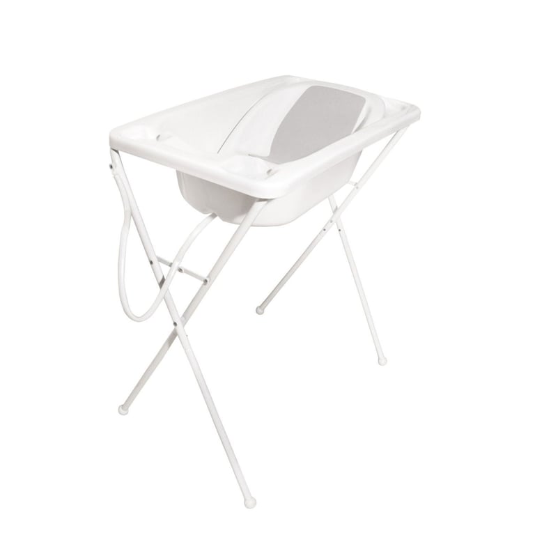 Kit Banho com Banheira, Suporte e Assento Redutor Branco + Almofada Amamentação Granulado Colorido Rosa + Trocador de Fraldas Portátil Rosa Clássico — vista alternativa
