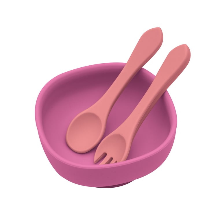 Kit Refeição de Silicone Bowl com Talheres e Ventosa Azul