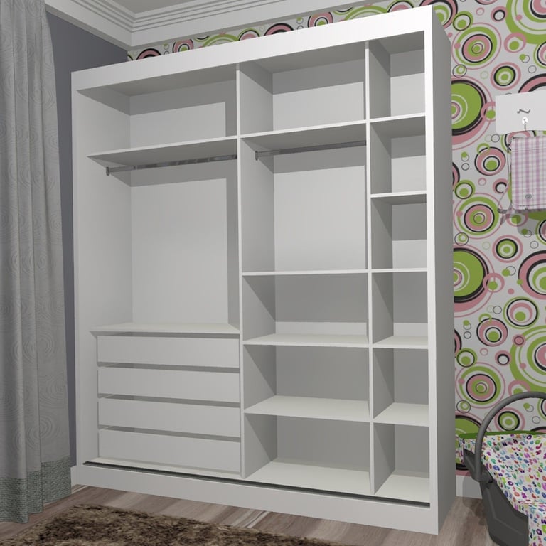 Guarda Roupas Colore Cinza 1800 2 Portas e 4 Gavetas — vista alternativa