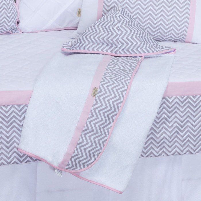 Toalha com Capuz Chevron Noblesse Rosa