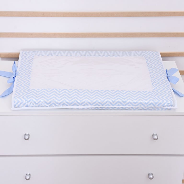 Trocador de Fraldas Plastificado de Espuma Chevron Azul — vista alternativa
