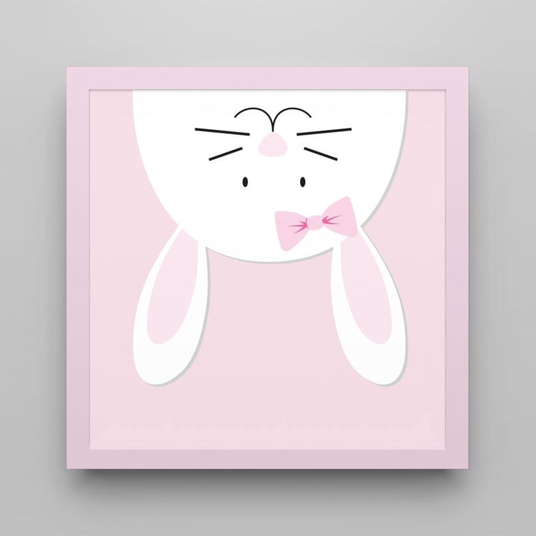 Quadro Amiguinha Coelhinha Rosa 18cm