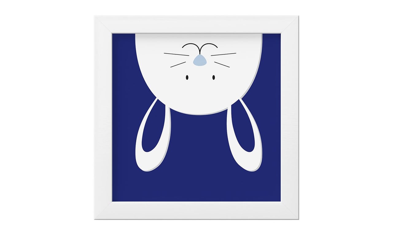 Quadro Amiguinho Coelhinho Azul Marinho/Azul Bebê 18cm