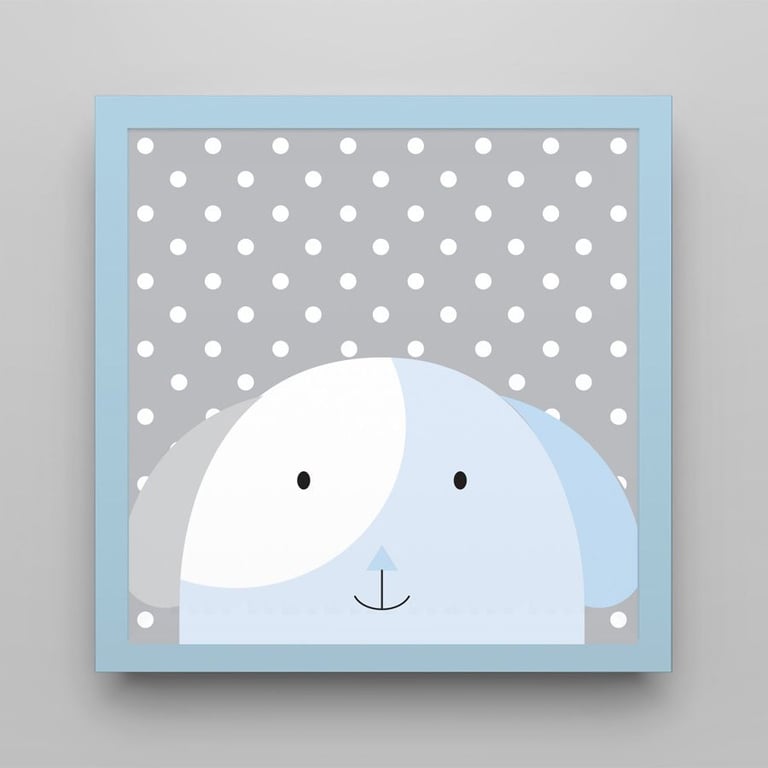 Quadro Amiguinho Cachorrinho Azul Bebê 18m