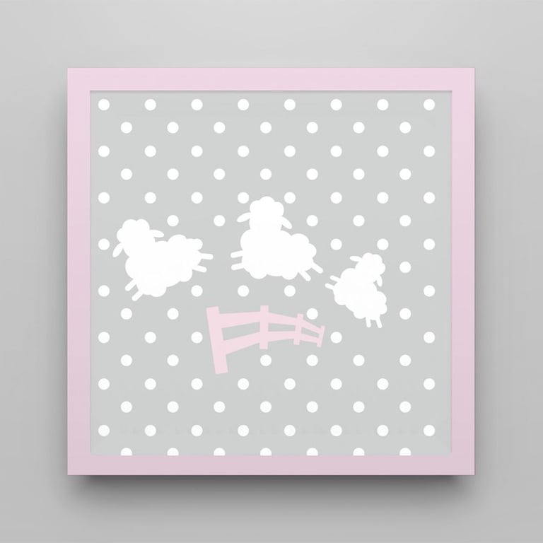 Quadro Amiguinhas Ovelhinhas Rosa 18cm