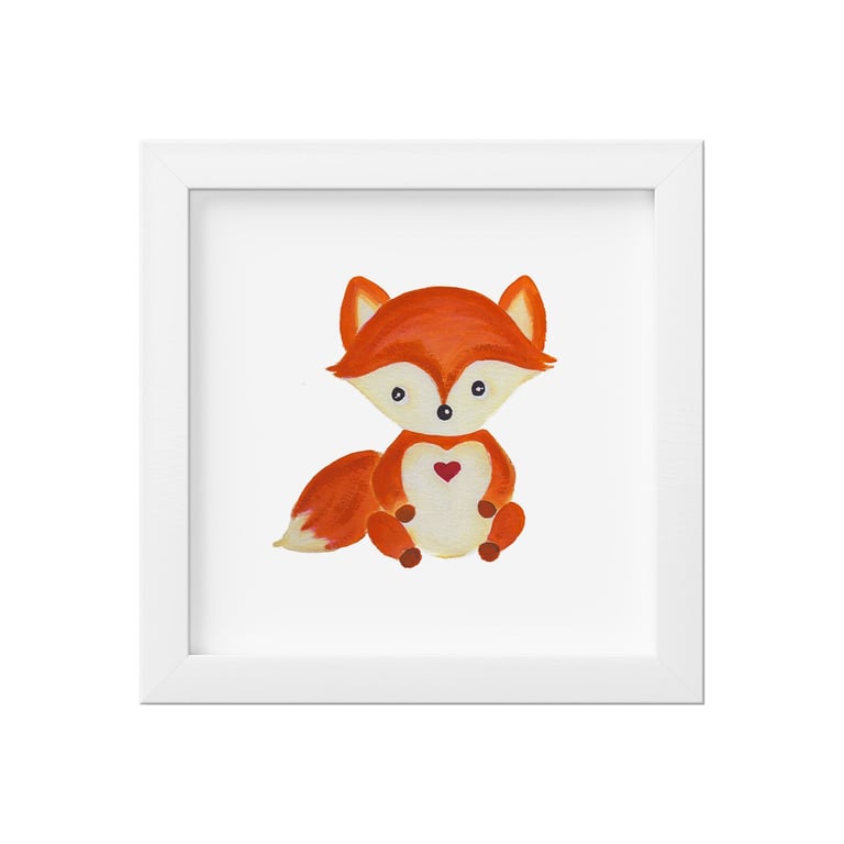 Quadro Aquarela Raposa Laranja