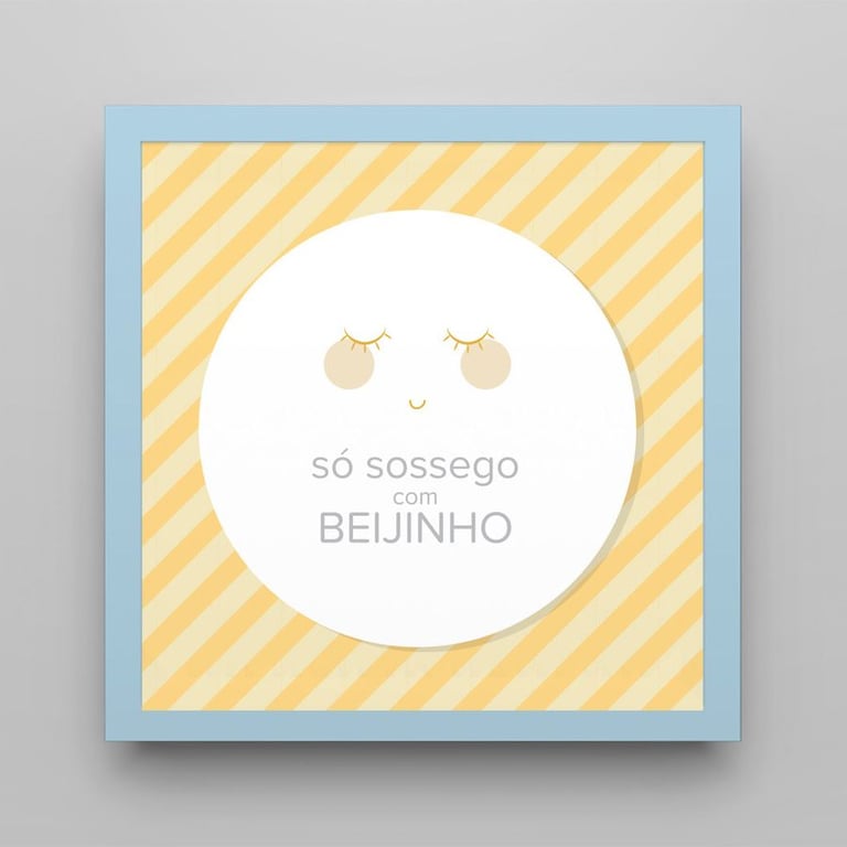Quadro Só Sossego Amarelo/Azul 18cm