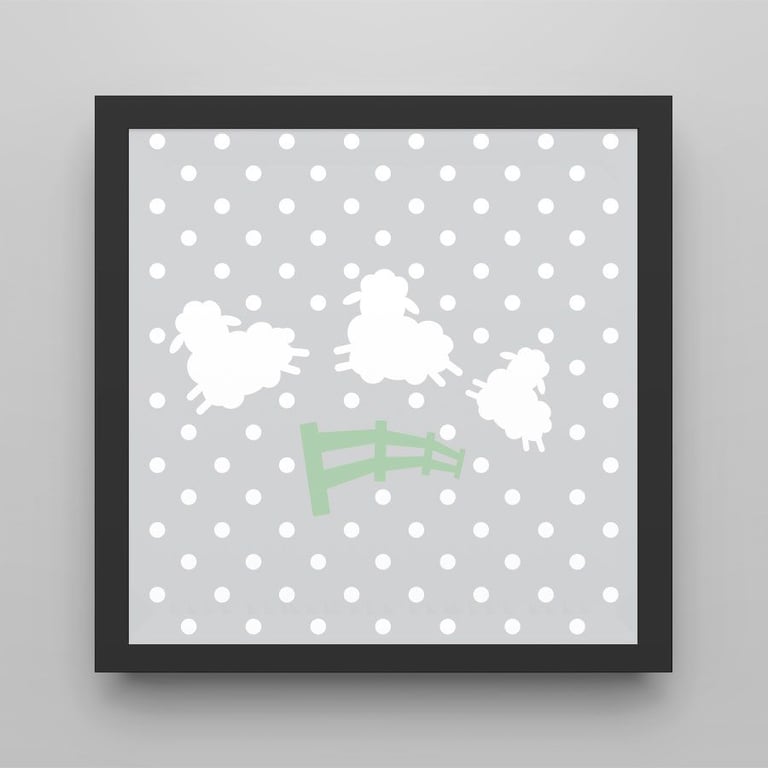 Quadro Amiguinho Ovelhinhas Verde/Preto 18cm