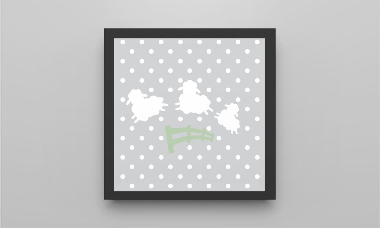 Quadro Amiguinho Ovelhinhas Verde/Preto 18cm — vista alternativa