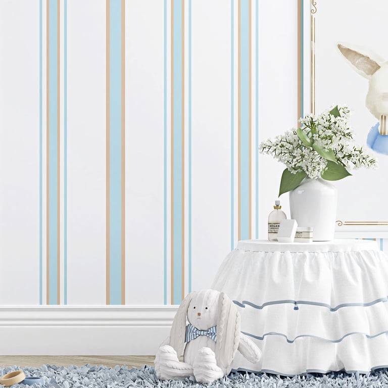 Papel de Parede Luxo Listrado Azul 3m