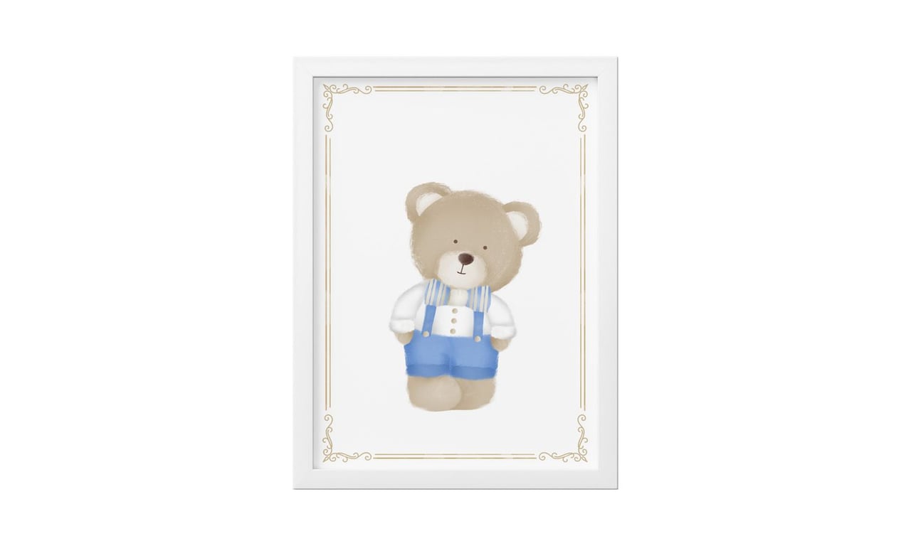 Quadro Urso Luxo Azul 25cm