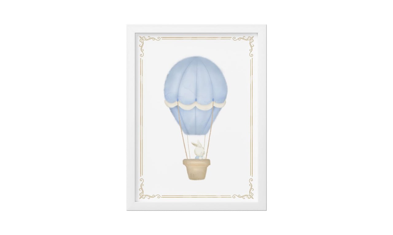 Quadro Coelho no Balão Azul 25cm