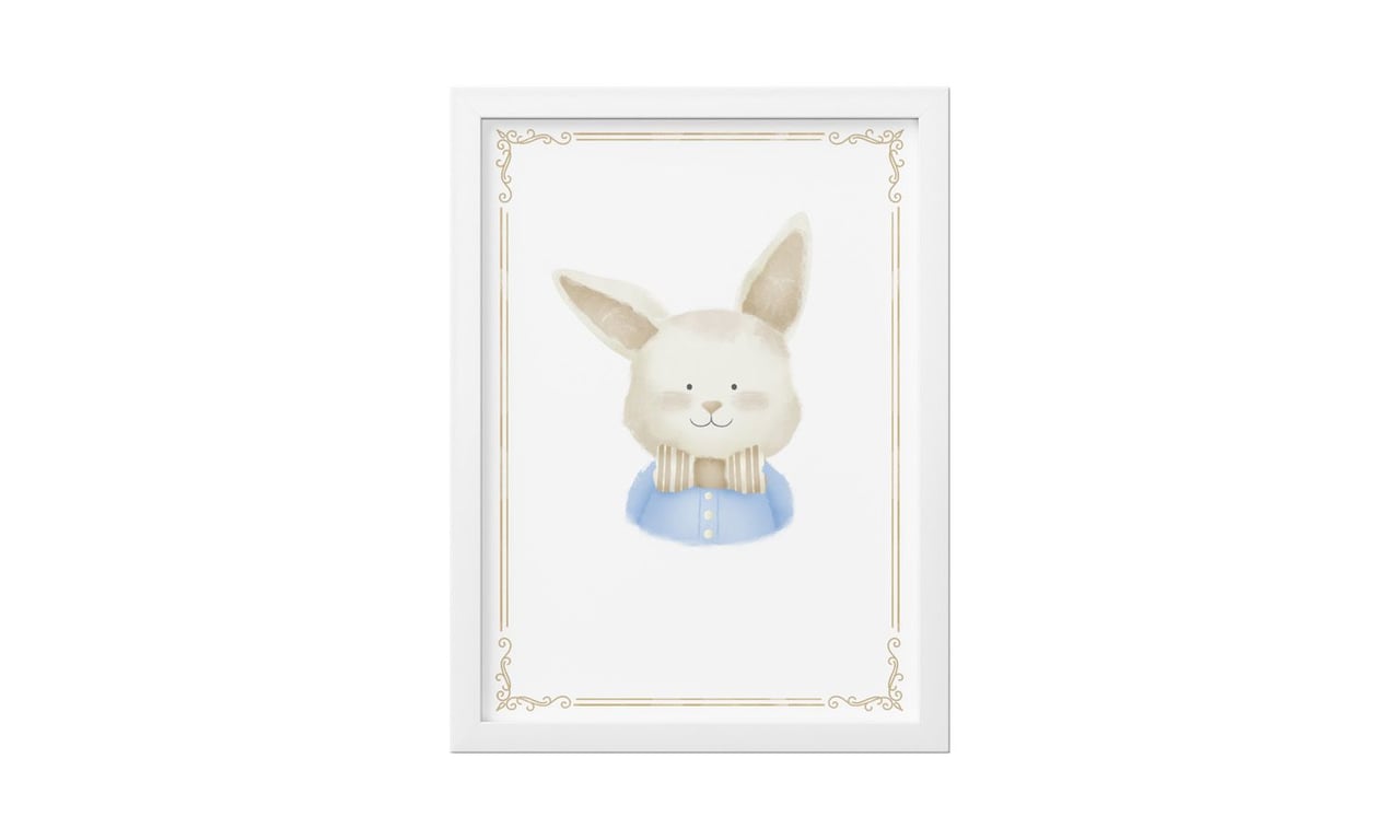 Quadro Coelho Luxo Azul 25cm