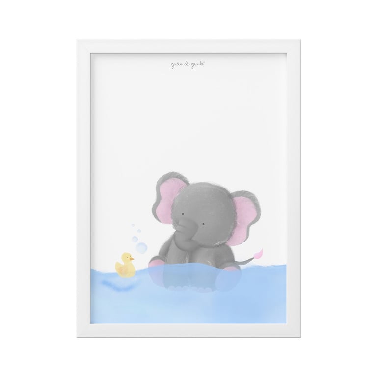 Quadro Amiguinho Elefante no Banho 25cm
